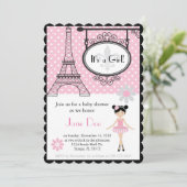 パリバレリーナ招待状用シャワー/誕生日 招待状 (スタンド正面)