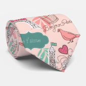 パリパターンピンクの愛 ネクタイ (ロール)