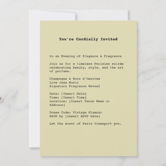 パリパフュージュアドエレガンス 招待状 (裏面)