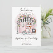 パリパリフランスのカフェティーパーティーガール誕生日 招待状 (スタンド正面)
