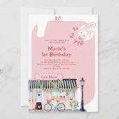 パリパリフランスのカフェティーパーティーガール誕生日 招待状 (正面)