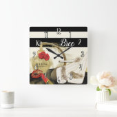 パリパルフムパフュームバラヒール&リップスティック スクエア壁時計 (ホーム)