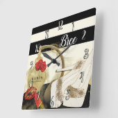 パリパルフムパフュームバラヒール&リップスティック スクエア壁時計 (傾斜)