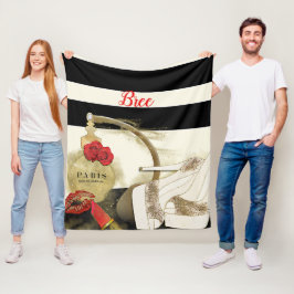 パリパルフムパフュームバラヒール&リップスティック フリースブランケット