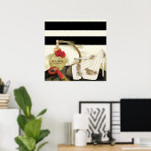 パリパルフムパフュームバラヒール&リップスティック ポスター (ホームオフィス)