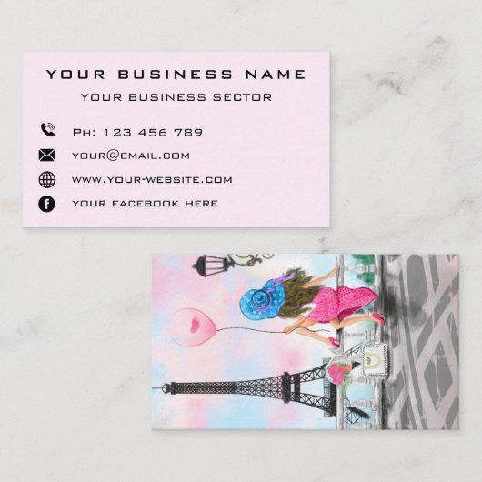 パリパーソナライズされたの名刺の女性 名刺 (正面/裏面)