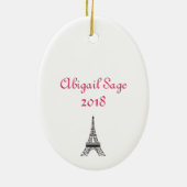 パリパーソナライズされたエッフェルタワークリスマスオーナメント セラミックオーナメント (裏面)