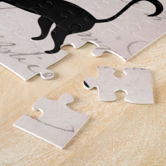 パリパーソナライズされたスエッフェルタワーの少女と猫 ジグソーパズル (側面)