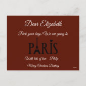パリパーソナライズされたトリップギフトカード伝票驚き シーズンポストカード (裏面)