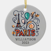 パリパーソナライズされたフランスクリスマスホリデー セラミックオーナメント (正面)