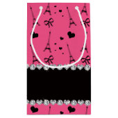 パリパーソナライズな一流のピンクのエッフェル塔 スモールペーパーバッグ (裏面)