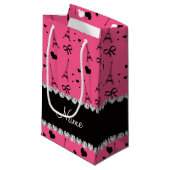 パリパーソナライズな一流のピンクのエッフェル塔 スモールペーパーバッグ (正面アングル)