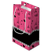 パリパーソナライズな一流のピンクのエッフェル塔 スモールペーパーバッグ (裏面アングル)