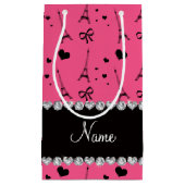 パリパーソナライズな一流のピンクのエッフェル塔 スモールペーパーバッグ (正面)