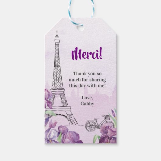 パリパープルアイリスフランスのスペシャルイベントサンキュー ギフトタグ (正面)