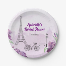 パリパープルアイリスフランスのト ペーパープレート