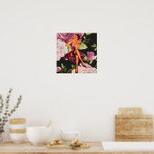 パリビクトリアンボタニカルパープルバラピンアップガール ポスター (キッチン)