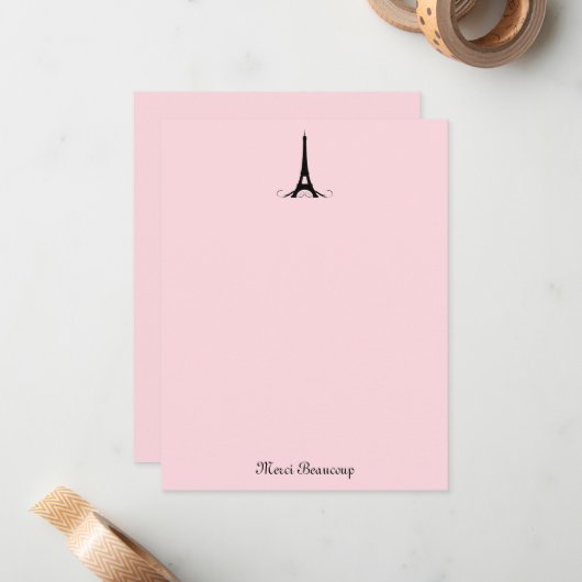 パリピンクありがとうご注意カード ノートカード (正面/裏面インサイチュ)