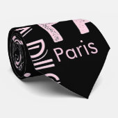 パリピンクとブラックメンズパリテーマ ネクタイ (ロール)