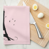 パリピンクのエッフェル塔 キッチンタオル (四つ折り)