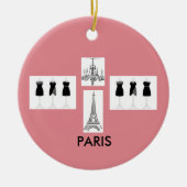 パリピンクをテーマフランスのにしたクリスマスオーナメント セラミックオーナメント (正面)