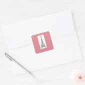 パリピンクハートエッフェルタワーステッカー スクエアシール (封筒)