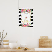 パリピンクフローラロマンチック歓迎サイン ポスター (キッチン)