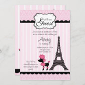 パリピンクプードルエッフルタワーティーパーティーブライダル 招待状 (正面/裏面)
