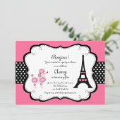 パリピンクプードルエッフルタワーティーパーティーブライダル 招待状 (スタンド正面)