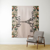 パリピンクローズつる植物エッフェルタワーシャビーシック タペストリー (インサイチュ)