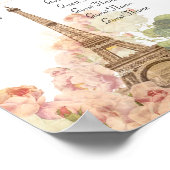 パリピンクローズヴィンテージロマンチックなシーティングチャート ポスター (角)