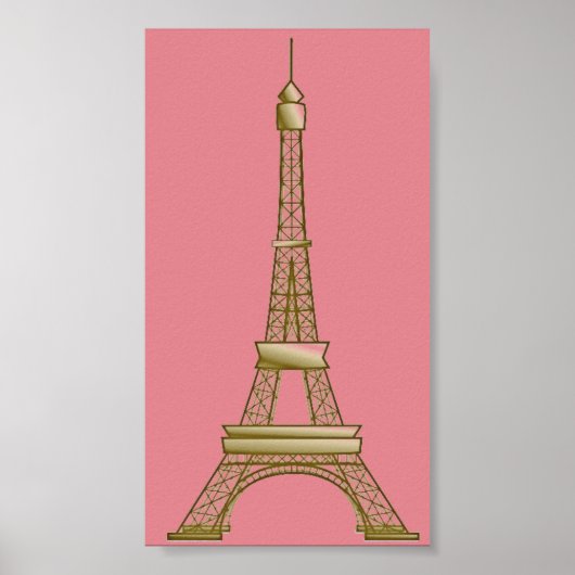 パリピンク&金ゴールドエッフェルタワーのポスター ポスター (正面)