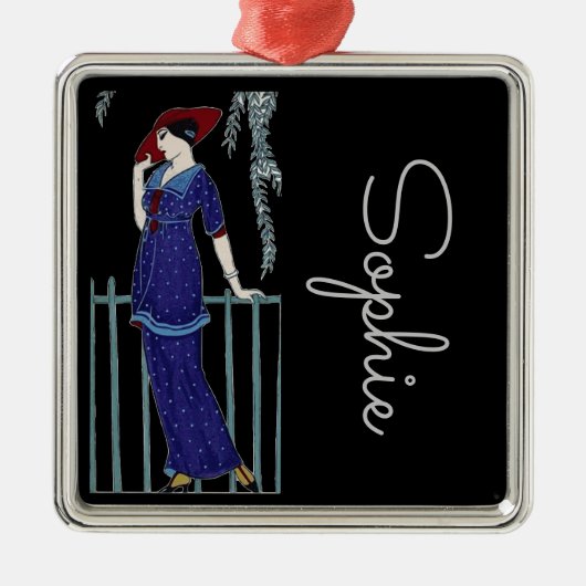 パリファッション1920エレガント年代の女性の氏名 メタルオーナメント (正面)