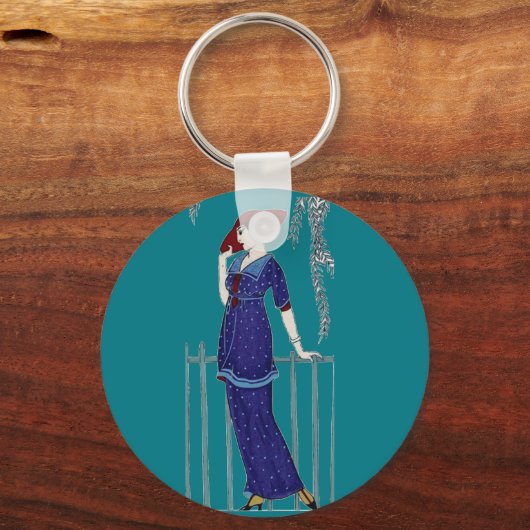 パリファッション1920エレガント年代の女性 キーホルダー (正面)
