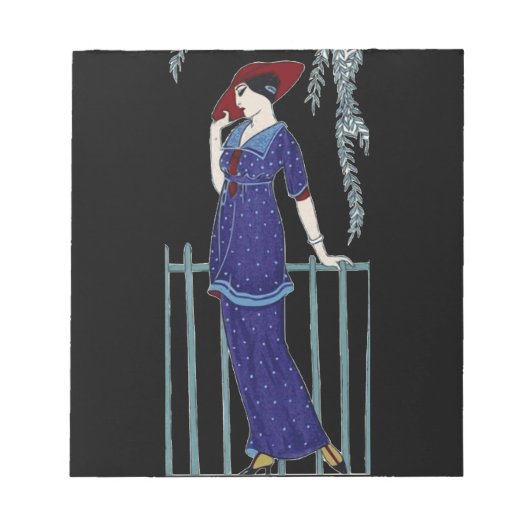 パリファッション1920エレガント年代の女性 ノートパッド (正面)