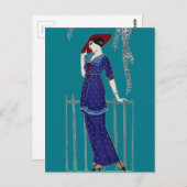 パリファッション1920エレガント年代の女性 ポストカード (正面/裏面)