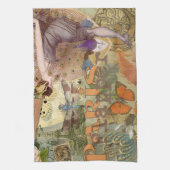 パリフラッパーアールデコピーコックヴィンテージ キッチンタオル (縦)