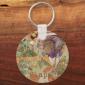 パリフラッパーアールデコピーコックヴィンテージ キーホルダー (正面)