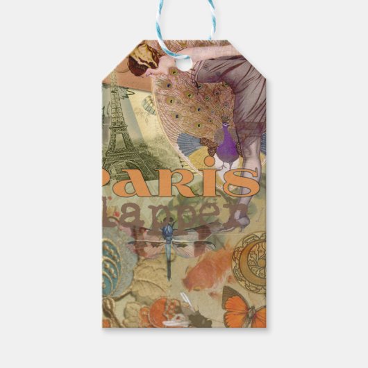 パリフラッパーアールデコピーコックヴィンテージ ギフトタグ (正面)