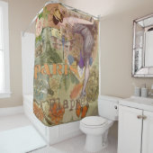 パリフラッパーアールデコピーコックヴィンテージ シャワーカーテン (インサイチュ)