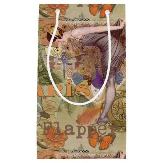 パリフラッパーアールデコピーコックヴィンテージ スモールペーパーバッグ (正面)