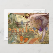 パリフラッパーアールデコピーコックヴィンテージ ポストカード (正面/裏面)