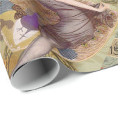 パリフラッパーアールデコピーコックヴィンテージ ラッピングペーパー (ロールコーナー)