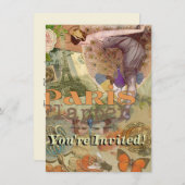 パリフラッパーアールデコピーコックヴィンテージ 招待状 (正面/裏面)