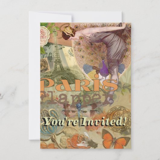 パリフラッパーアールデコピーコックヴィンテージ 招待状 (正面)