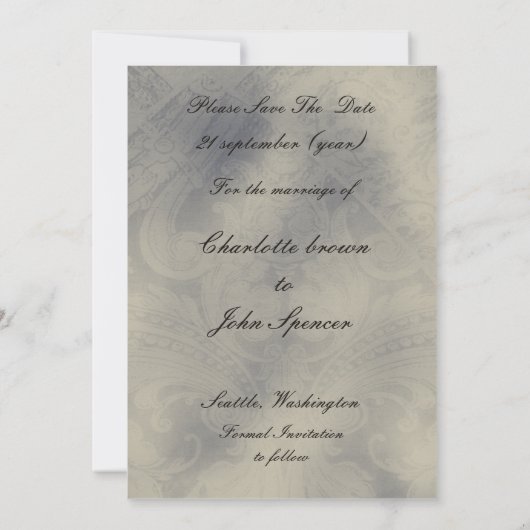 パリフランスのの結婚式は日付を保存 セーブザデート (裏面)