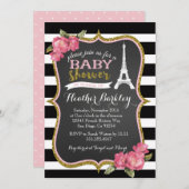 パリフランスのエッフェルタワーベビーシャワー招待状 招待状 (正面/裏面)