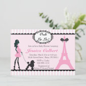 パリフランスのエッフェルタワーベビーシャワー招待状 招待状 (スタンド正面)