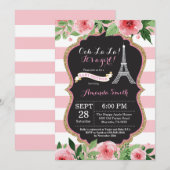 パリフランスのエッフェルタワーベビーシャワー招待状 招待状 (正面/裏面)