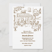 パリフランスのカフェアフタヌーンティーブライダルシャワー 招待状 (正面)